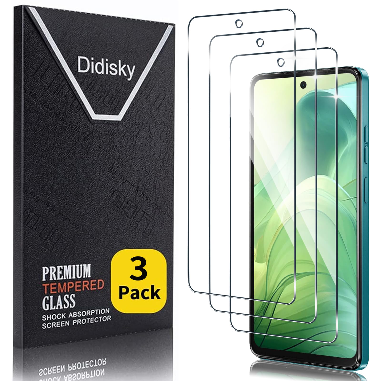 Didisky 3 Pack Tempered Glass Screen Protector for Motorola Moto E14/G04S/G04,Scratch-Resistant, 9H Hardness, No Bubbles, High Definition Screen Protector, Easy to Use