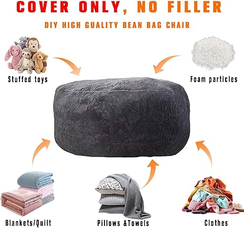 Miniatura 6 de ZGLCQSGY Funda para puf (solo incluye una funda, no un puf completo) Cojín de 5 pies, grande, redondo, suave, esponjoso, terciopelo, para sala de