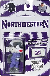Bobbi-Dobbiez Attachable Plushie Northwestern University Willie Wildcat Mascot – Attaches to Backpacks, Bags, Shoes, Water Bottles, and More
