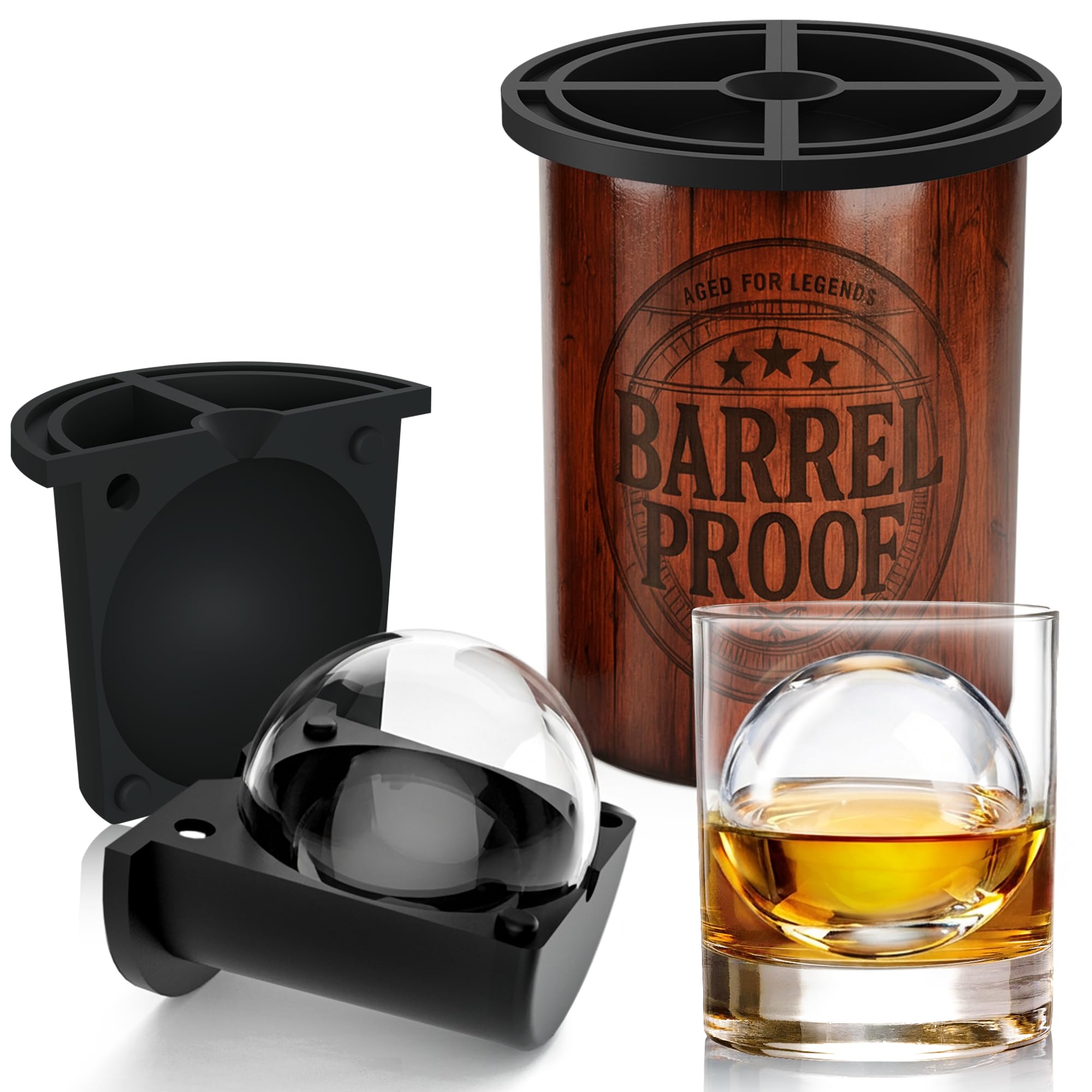 Clear Ice Ball Maker, 2.5" Large Round Ice Cube Mold for Whiskey