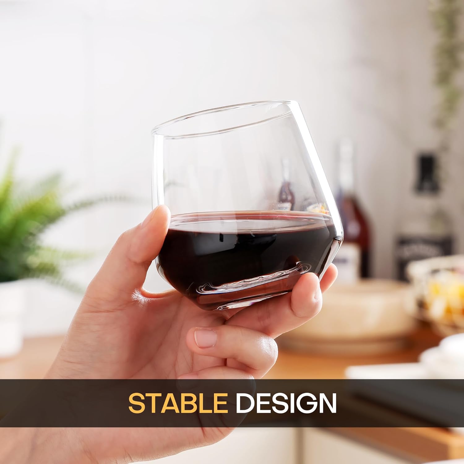 Stemless Wine Glasses Set of 6, 13.5oz Red White Wine Glasses for Daily Use, Hosting, Home Bar, Evening Party, Birthdays, Housewarming Gift, Clear - Image 4