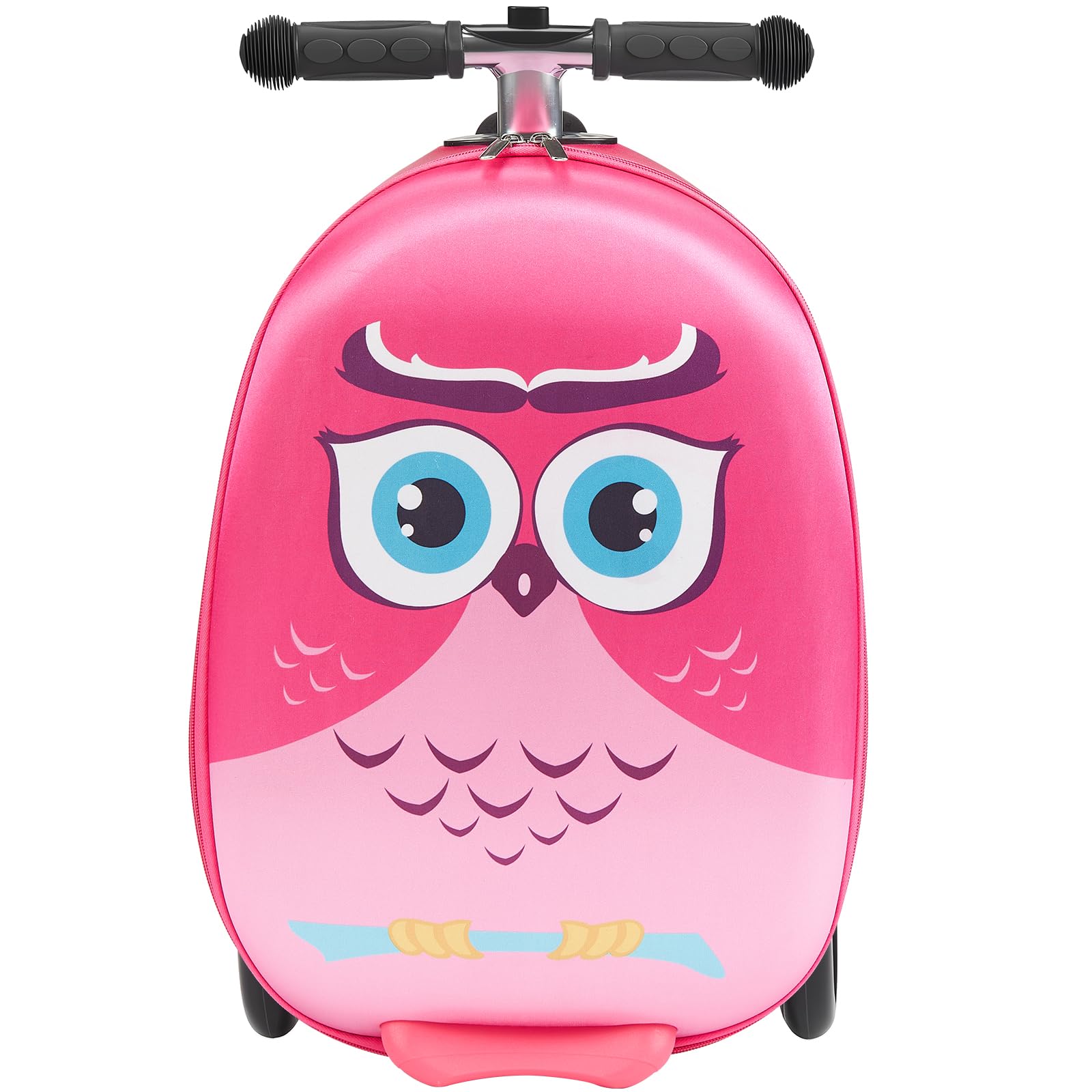 VEVOR Maleta Patinete Infantil 315x670x790 mm Capacidad de 20 L con Ruedas de Poliuretano Asa Ajustable Agarre Antideslizante de TPR Plegable y Ligera para Niños Mayores de 5 Años para Viajar, Rosa