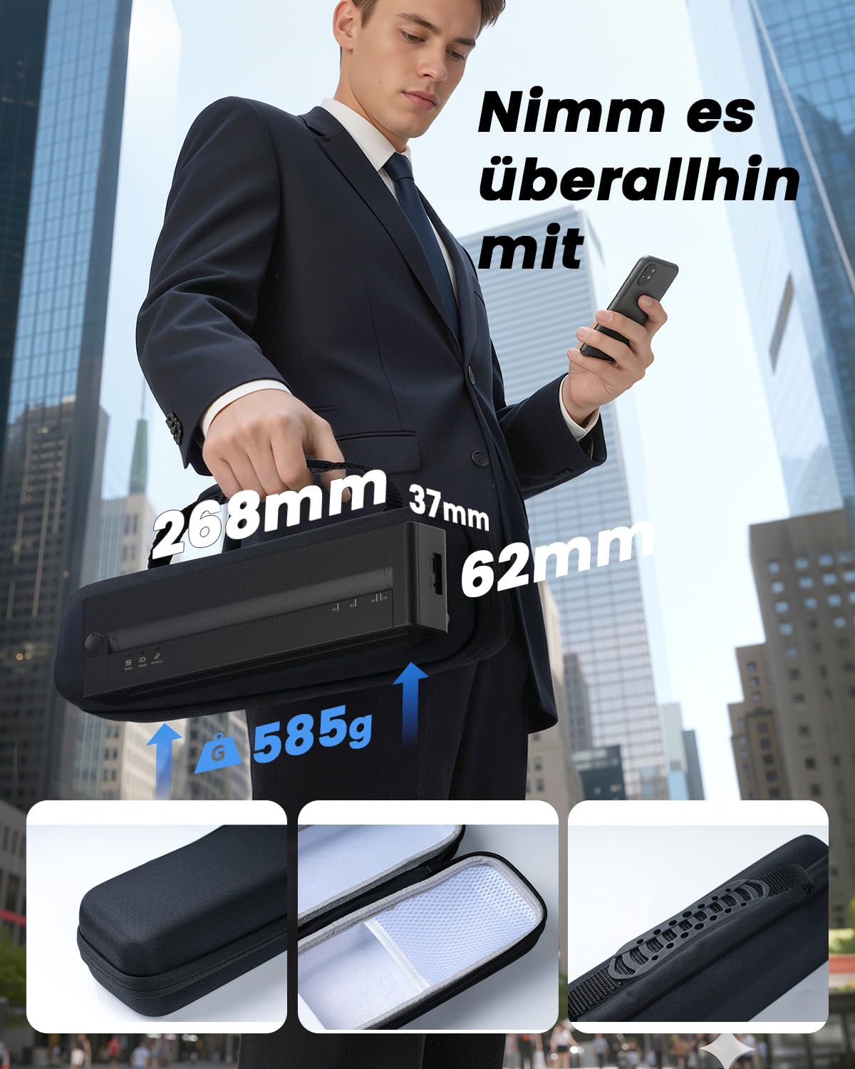 TATTMUSE Thermodrucker A4 Kit Unterstützt das Format A4/A5/B5, Bluetooth Mobiler Drucker, Lernen, Tragbarer Drucker Kompatibel mit Phone, Monochromer Reisedrucker Nur