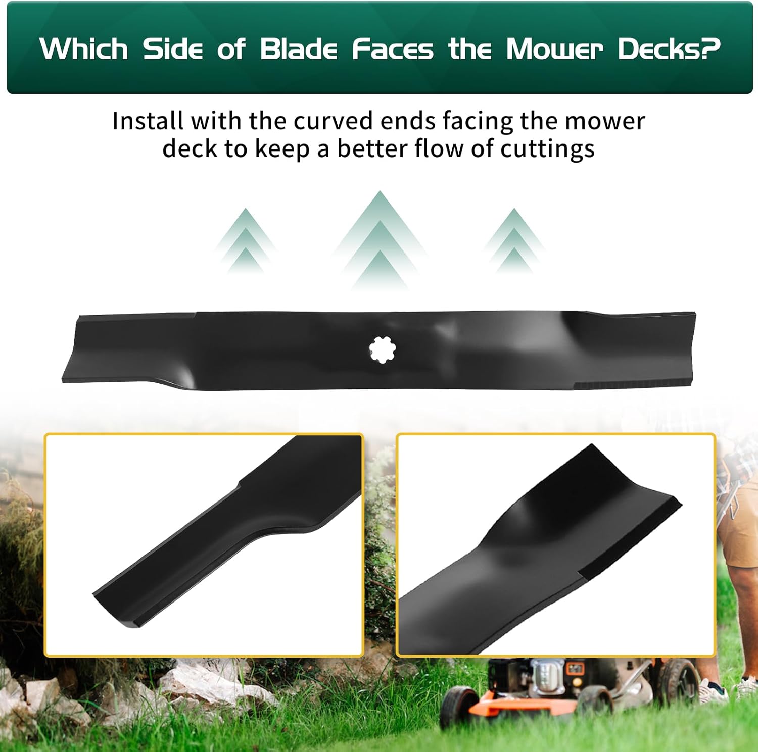 Belleone AM141034 AM137327 42 inch Mower Blades Compatible with John Dee re D110 D130 D105 D125 X300 Z225 LA135 Z235, Replaces AM141032 M154061 M154062 (2 Pack)