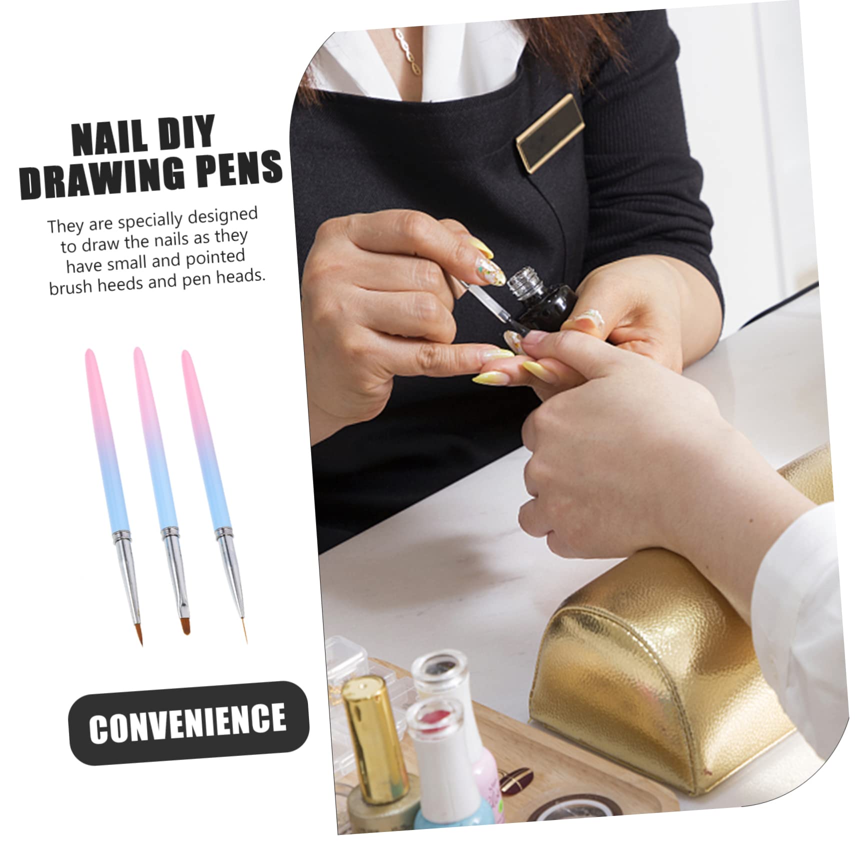 FRCOLOR 15pezzi Pennello Per Nail Art Professionale Per Manicure e Decorazione Unghie Manico Resistente Pennelli Per Unghie Con Testa Per Risultati Perfetti Strumenti Per Salone e Uso