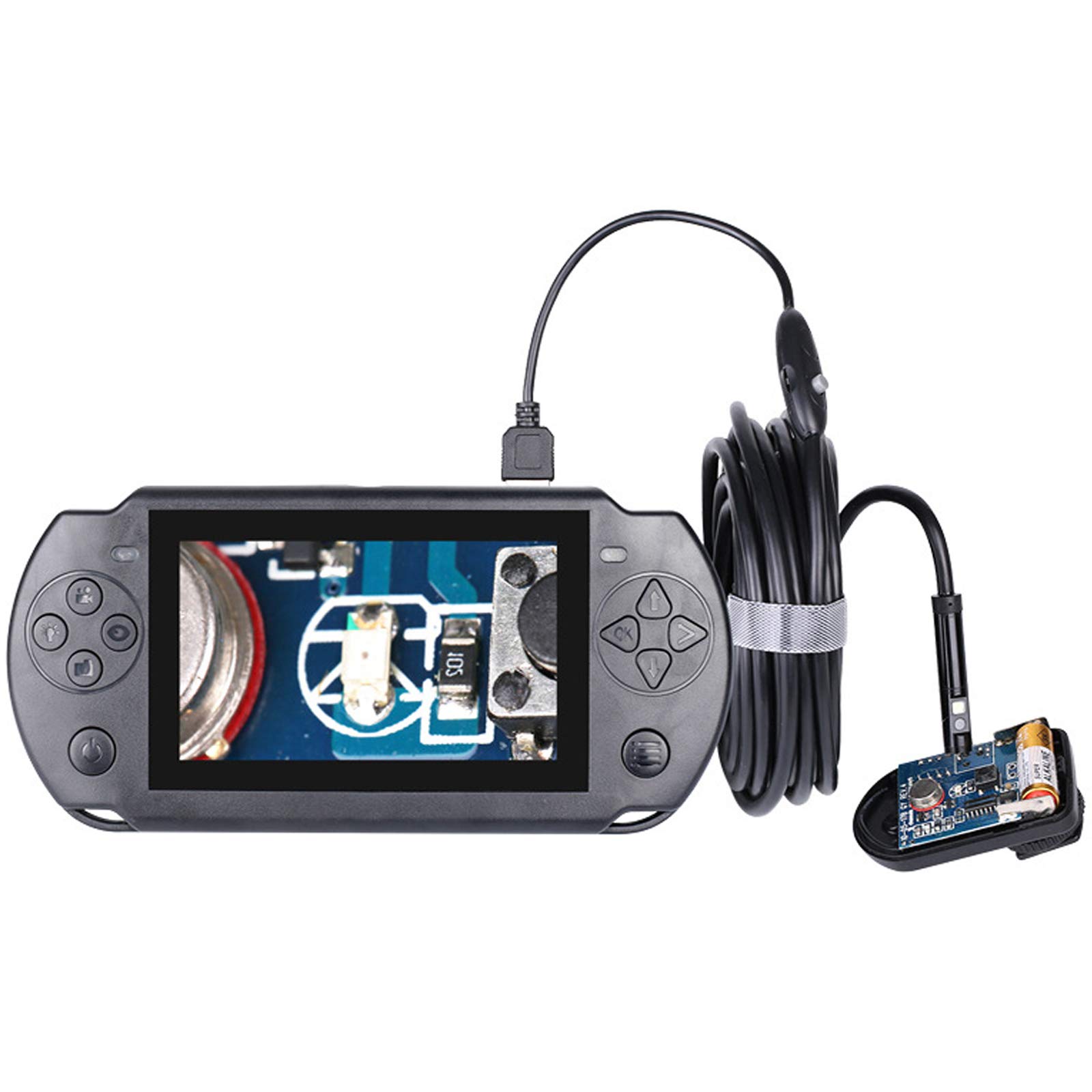 Podwójne Kamery Przemysłowa Kamera Inspekcyjna 8 Mm Kamera Domowa 1080P Hd 4,3-Calowy Ekran Ips Boroskop Ip67 Wodoodporna Kamera Typu Snake Z 6 Diodami Led, 3 Metry/5 Metrów