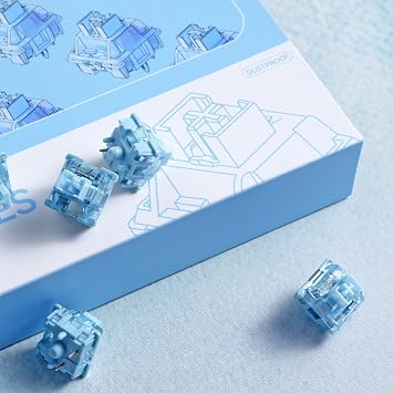 Akko V3 Creamy Blue Pro Keyboard Switch with Dustproof Stem for Mechanical Gaming Keyboard, 5-Pin 45gf Pre Lubed Tactile Key Switches (45pcs)