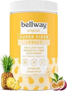 Bellway Super Fiber Powder + Fruit, Sugar-Free Psyllium Husk Fiber Supplement Powder, Pineapple Passion Fruit (12.9 oz)