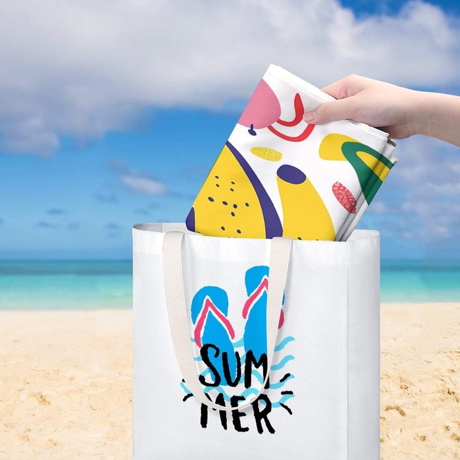 Swimming Towel, Fish and Crabs Printed Fashion Towel,Portable Towel,Durable Towel