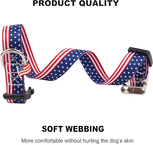 Miniatura 3 de ADOGGYGO Collar de perro con bandera americana, collares patrióticos del 4 de julio ajustables y suaves para el Día de la Independencia para perros