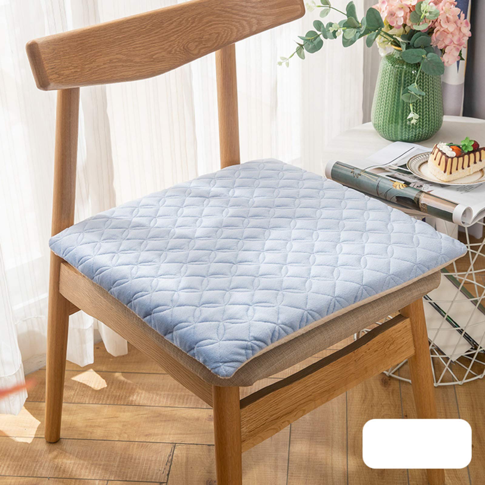 Galette de chaise bleue 50x50 cm carrée antidérapante avec attaches