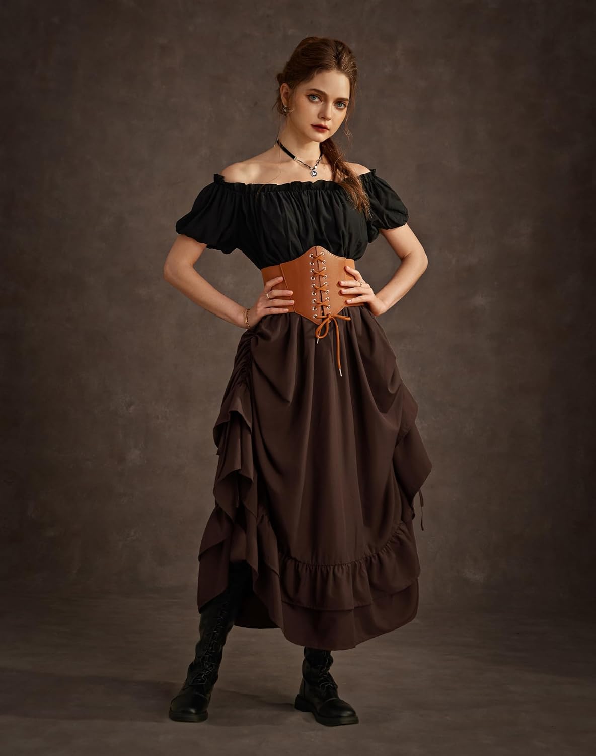SCARLET DARKNESS Maxi Skirts for Women Renaissance Skirt Long Flowy Layered Medieval Skirt - Image 7