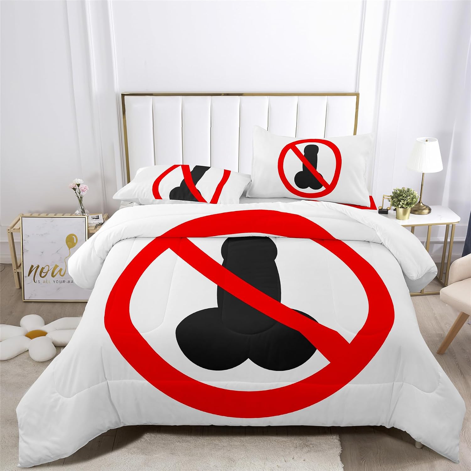 REALIN Funny Dick Prints Duvet Cover Set Cartoon Dick Colorful Dick Bedding Girl Boy Kids Bed Sets 2/3/4PCS Quilt Covers/Sheets/Pillow Shams,Twin/Full/Queen/King (A,Full-200x229cm-3PCS)