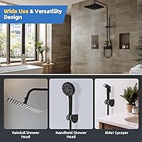 Vista 5 de Hibbent Paquete de 3 válvulas de control de flujo de cabezal de ducha totalmente de metal, válvula de cierre de latón G1/2 con palanca de mango