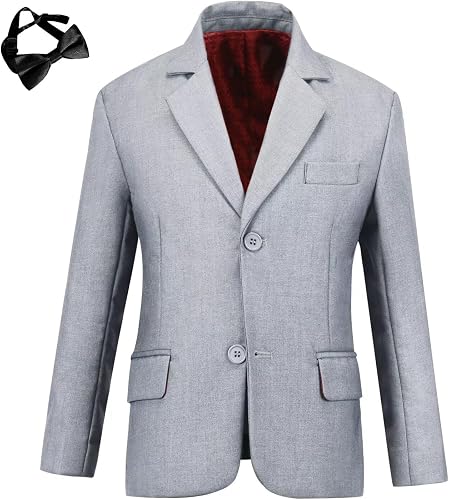 Toddler Boys' Blazer Jackets Light Grey Sport Coat for Boys Wedding Christmas Su