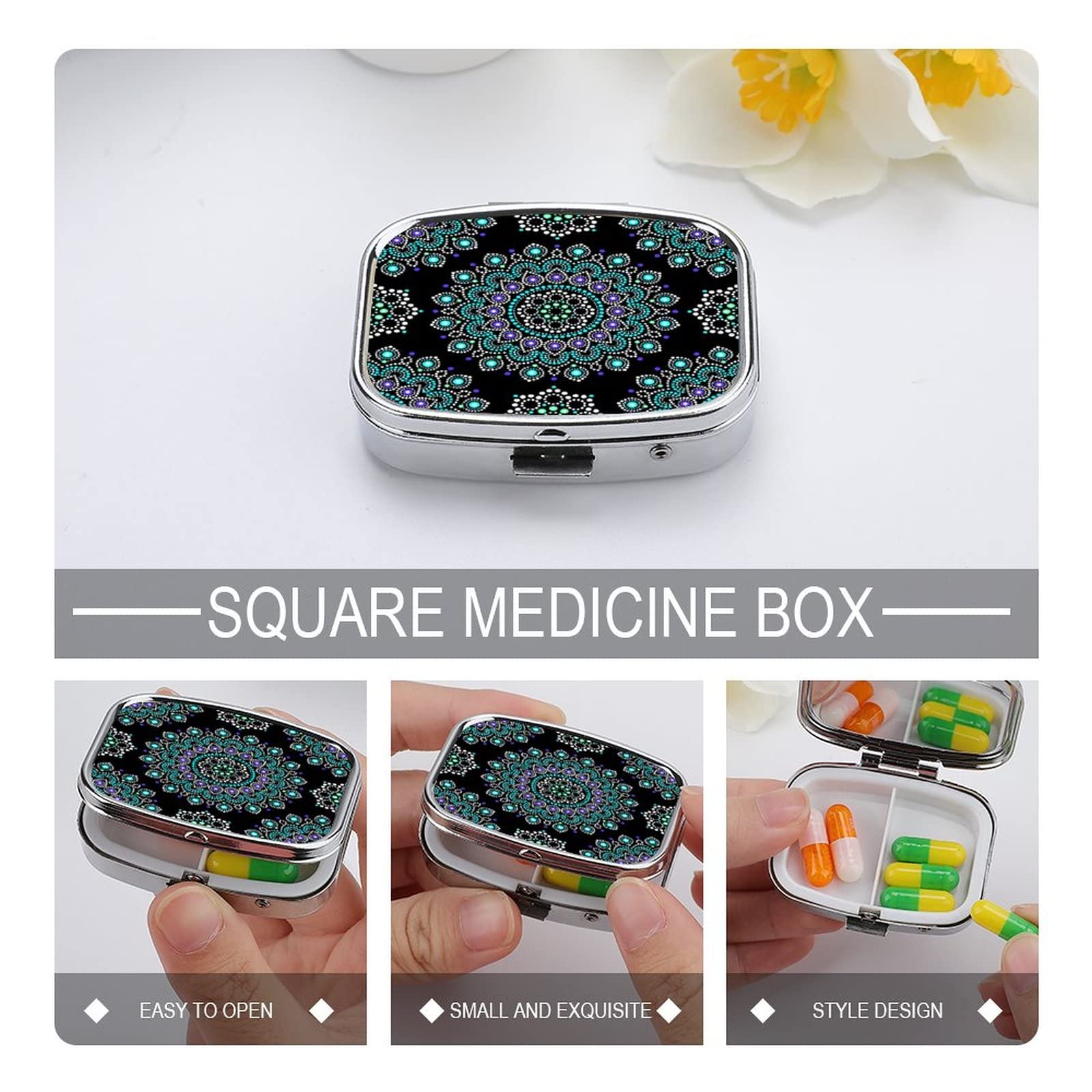 Caja De Pastillas De Viaje Patrón De Puntos De Datura Azul Caja De Pastillas Portátil Caja De Bolsillo Dispensador Compartimiento De Vitaminas Contenedor Caja De Pastillas