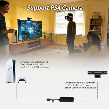 PSVR Camera Adapter for PS5, USB Type-A Converter for PS4 Camera to PlayStation 5 Console, Lightweight PS VR Adapter for Seamless VR Gaming on PS5/PS5 Slim/PS5 Pro