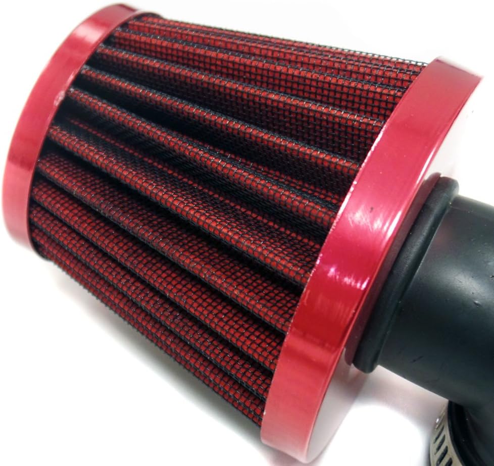 MYK 35mm Air Filter 50cc 2 Stroke 90 degree angled Scooter Motorcycle ATV Pocket Bike (Red)