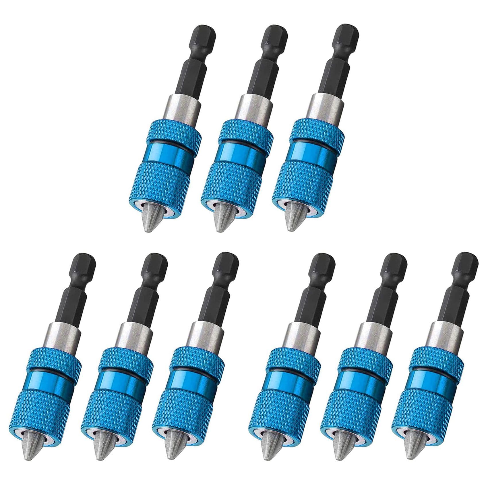 Jnchdghwa Blue 9Pcs 60Mm Drywall Bits Setter Magnetic Bit Holder 1/4 Inch Hex Shank Driver Bits Adjustable Depth Holder