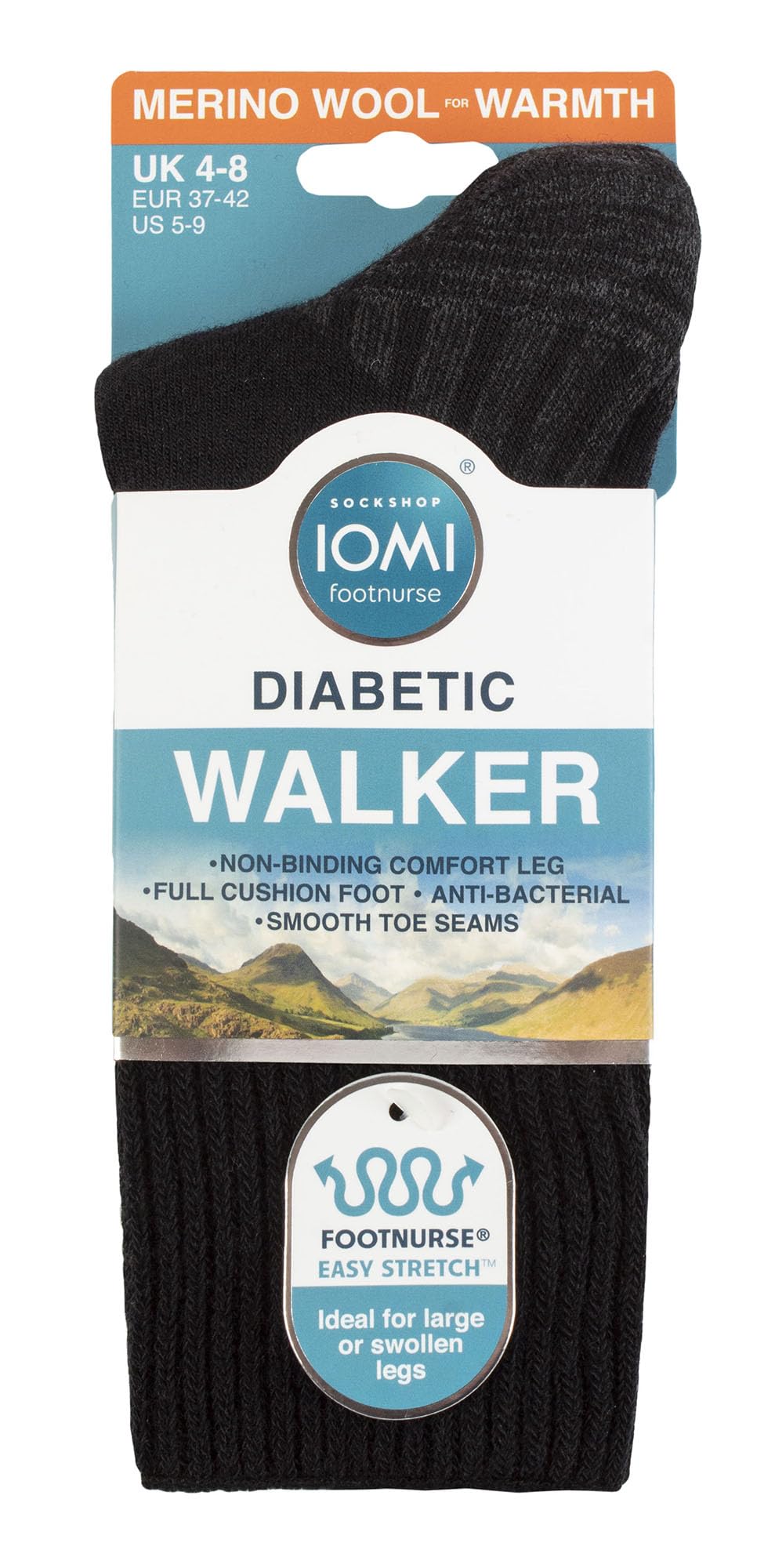 IOMI 3 Paar Herren Wandersocken Ohne Gummibund FOOTNURSE | Anti Blasen Ohne Naht Wolle Stiefelsocken