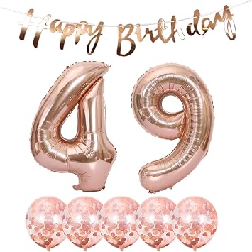 49th Birthday Decoration Happy Birthday Banner Balloons 49 Years Old Birthday Party Supplies Helium Balloons Number 49 Balloons Latex Balloon Foil Balloon, 49th Rose Gold Birthday Party Decoration