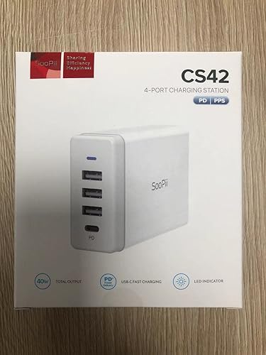 Miniatura 9 de SooPii Estación de carga USB de 40 W, estación de carga USB de 4 puertos con un puerto PDPPS de 25 W para múltiples dispositivos, 4 cables de carga