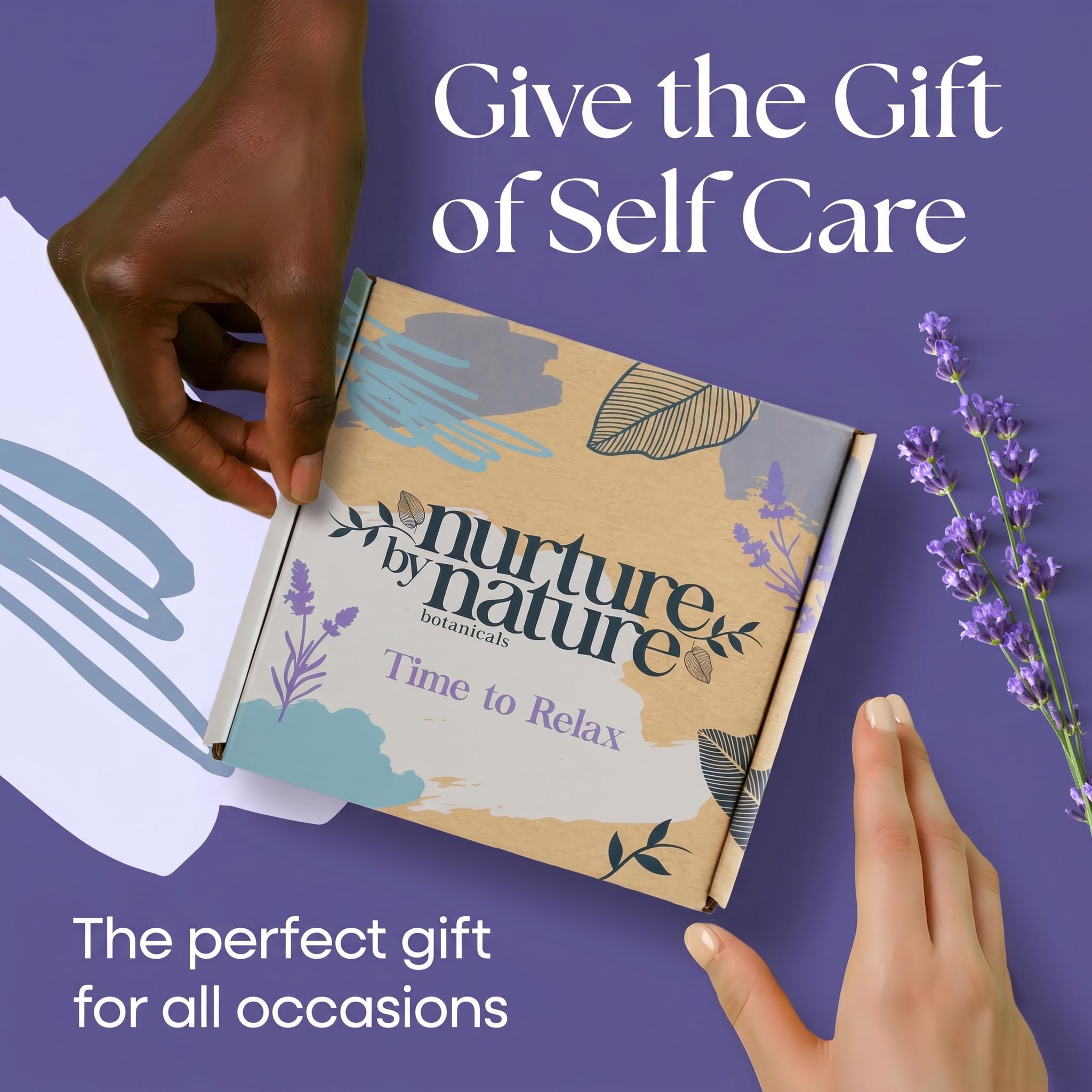 Nurture by Nature Spa Gifts for Women - Mothers Day Gifts for Mom, Self Care Gift Set & Spa Gift Basket for Women, 6 Piece Bath Set with Candle, Bath Bomb, Salts & Pillow Spray - Relaxation Gifts