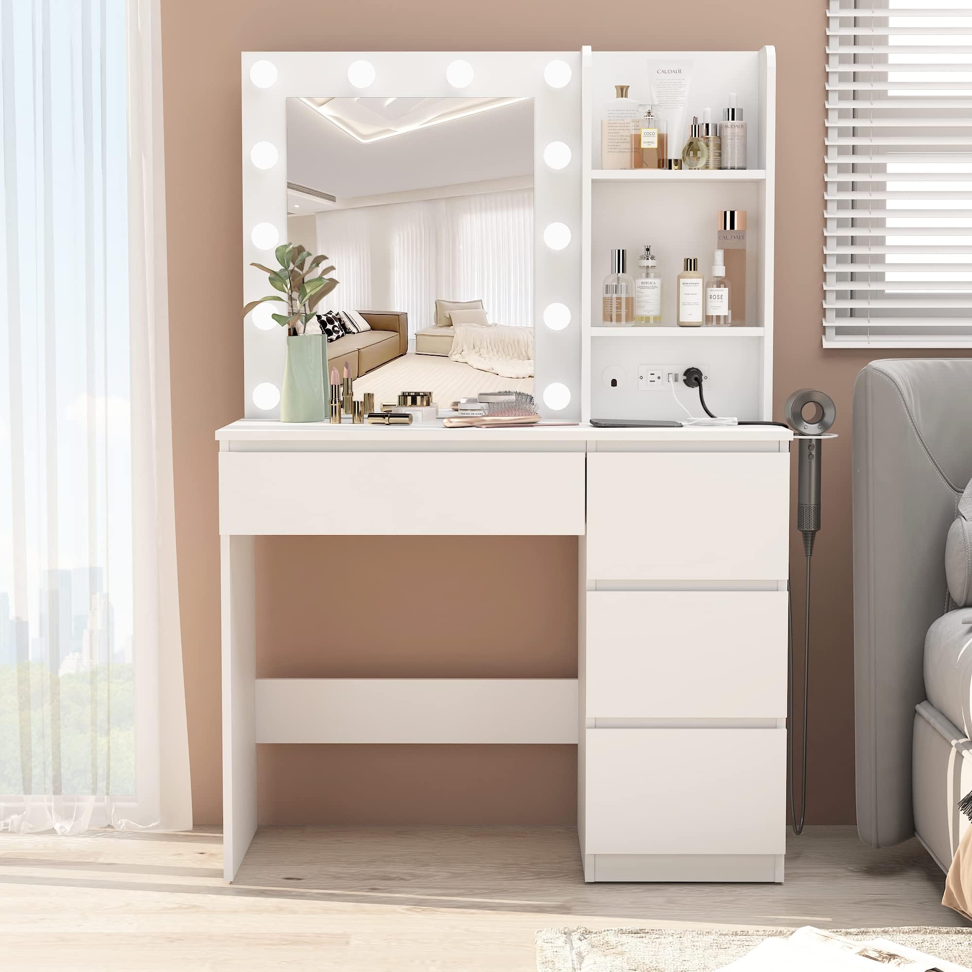 White Vanity Table Set