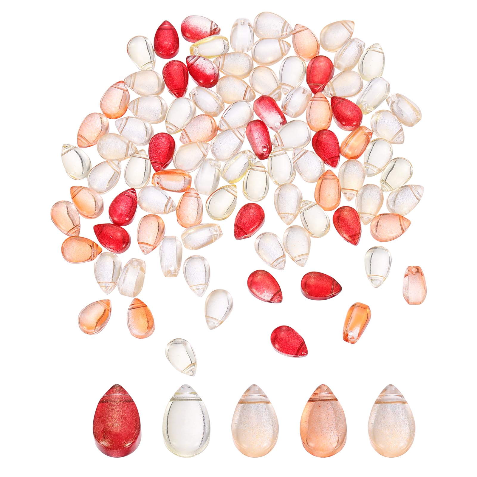 sourcing map 100 Pcs Teardrop Crystal Glass Beads, 6x9mm Teardrop Glass Charm Pendants Water Drop Beads Top Drilled for Jewelry Making DIY Craft Bracelets Necklace, Yellow Series โ image 1