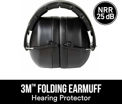 3M Folding Earmuff, Black, NRR 25 dB, 1-Pair (Pack of 2)