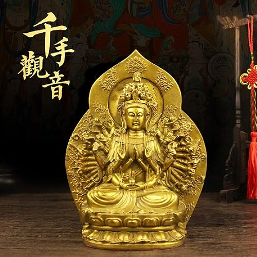 Miniatura 4 de Fengshui KwanYin - Estatua de las mil manos del bodhisattva de Guan Yin, estatuas de Buda de latón, esculturas para decoración del hogar (latón)