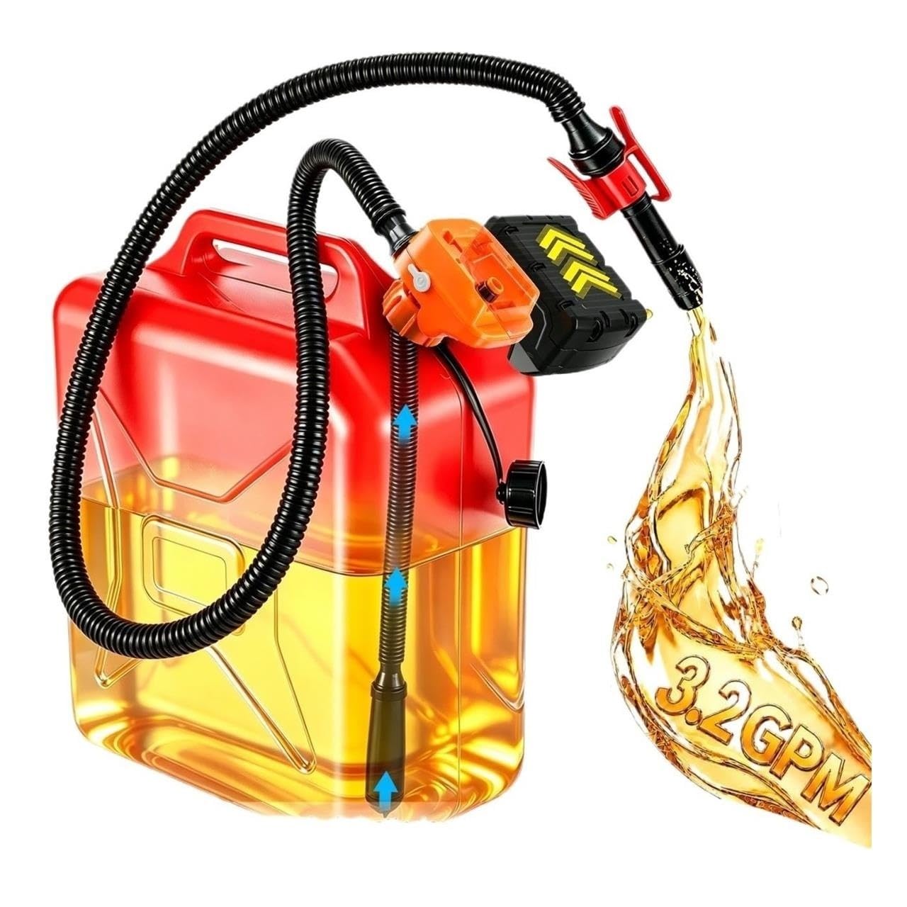 Bomba de Transferencia de Combustible con batería de 3,2 GPM con Apagado automático, Bomba de Aceite portátil for Gas diésel (no Incluye Tambor de Aceite)