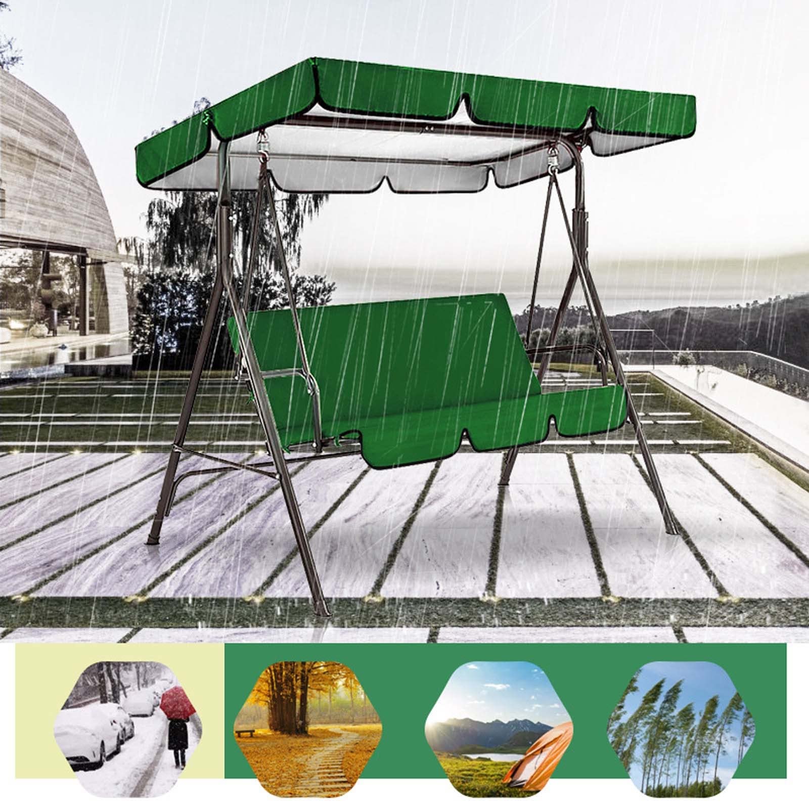 Ensemble de housses de rechange pour balancelle – Housse de protection supérieure imperméable aux UV pour balancelle d'extérieur – Auvent de rechange durable et résistant aux intempéries