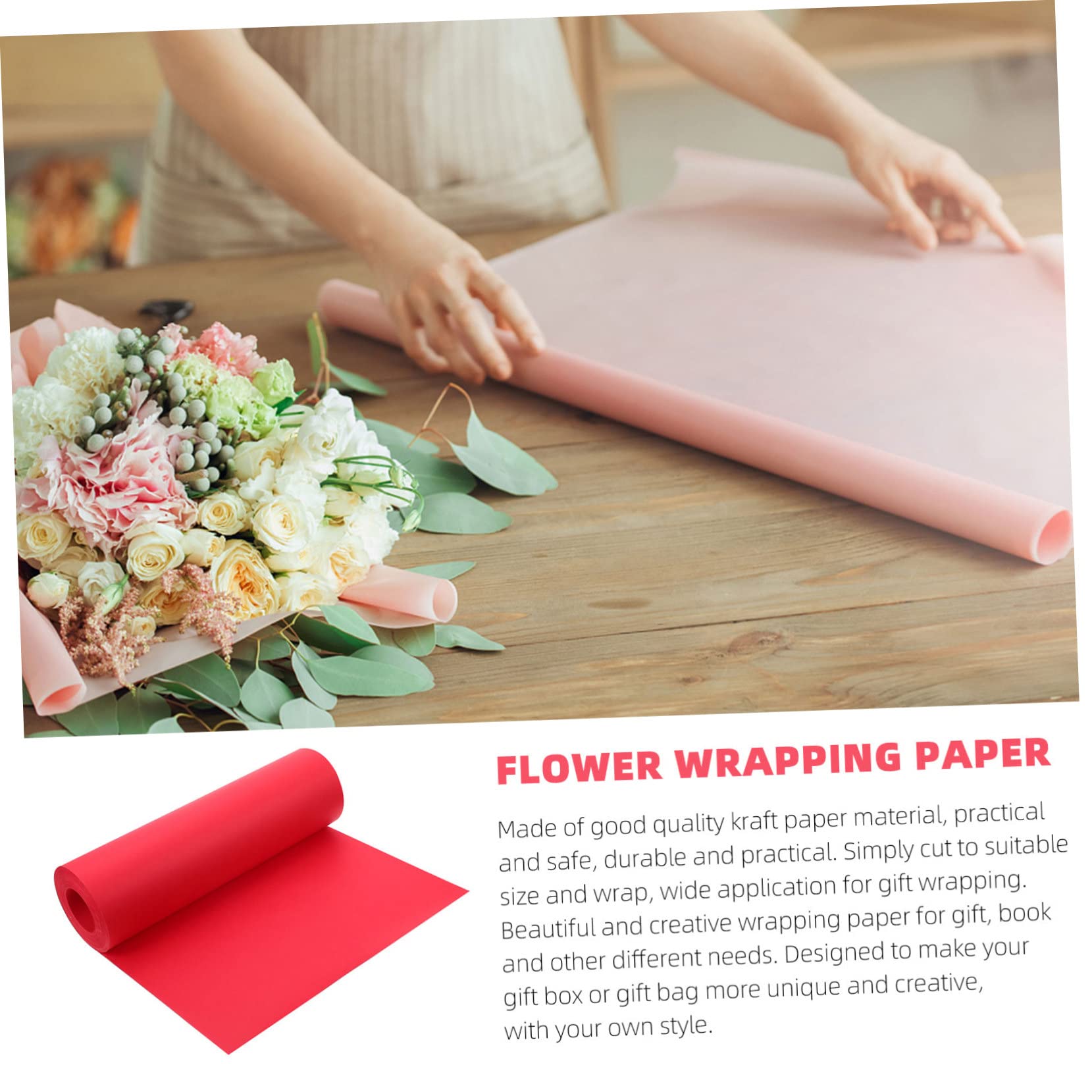 SAFIGLE Kraftpapier Zum Verpacken Geschenkpapier Blumendekorpapier Rot Für Kunsthandwerk Blumensträuße Geschenke Diy-projekte Weihnachten Geburtstage Hochzeiten Abschlussfeiern