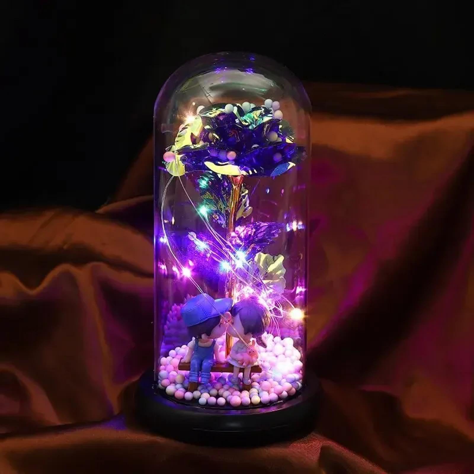 Guirnalda de luces LED mágicas para decorar tu mesita de noche con cúpula morada y rosa DANETI