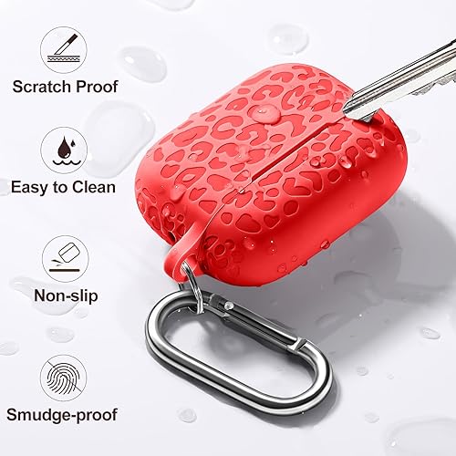 Vista 204 de Funda para Airpods de 2ª y 1ª, silicona suave, leopardo, compatible con Apple AirPods de 2ª/1ª generación de carga con llavero, a prueba de golpes