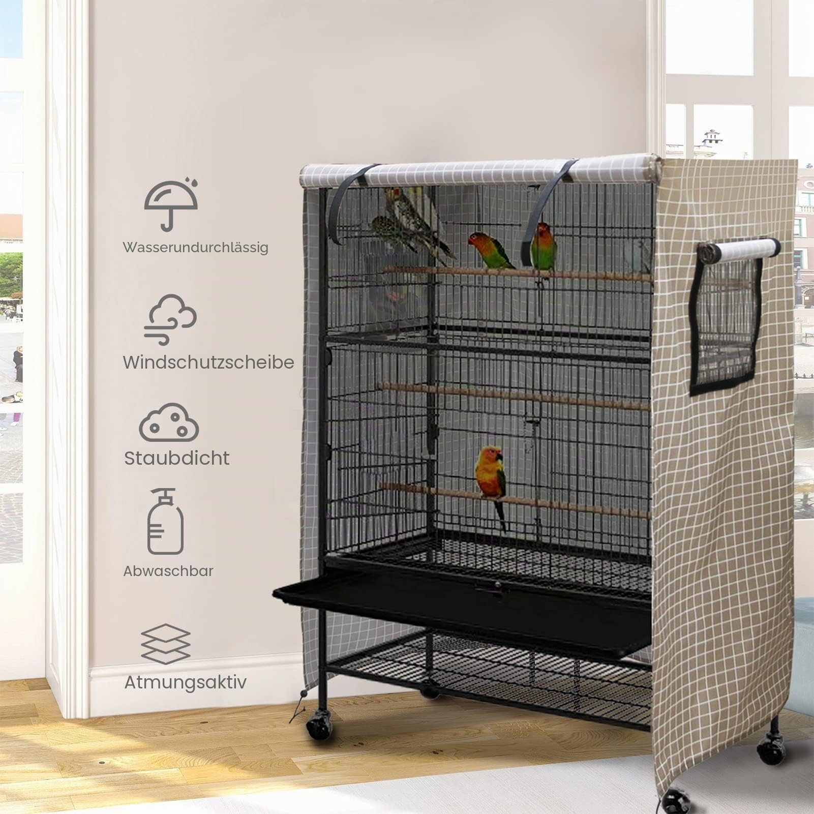 Vogelkäfig-Abdeckung, Vogelkäfig-Abdeckung, Nachtschlafhilfe für Brid-Käfig mit Kordelzug, Vogelkäfig, wasserdichte Abdeckung für Papageienkäfig