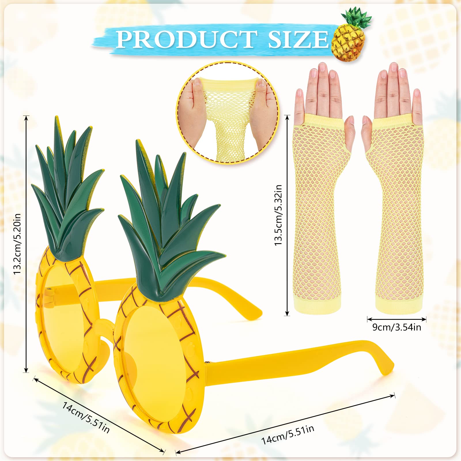 HOWAF Ananas Kostüm Damen, Ananas Haarreif Hawaii Haarschmuck