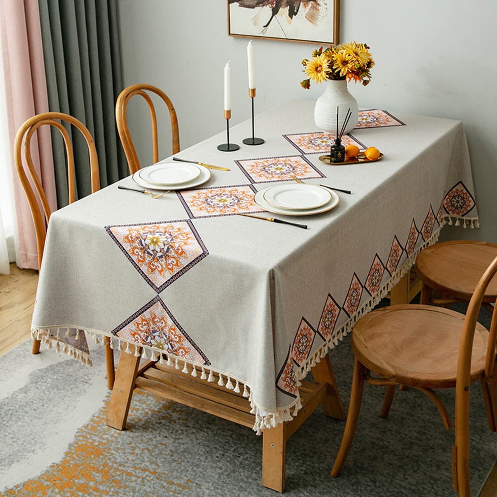 Nappe rectangulaire lavable anti-tache pour supprimer la corvée de repassage