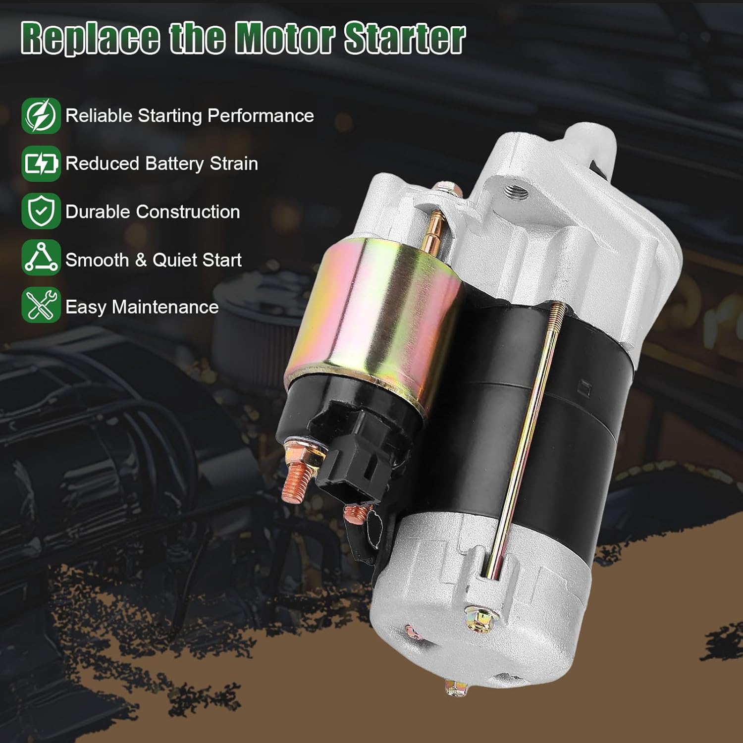 17806N Starter Motor Compatible with Toyota Echo 2000-2005 L4 1.5L, for Yaris 2006-2011 L4 1.5L, 12V 1.0KW 9-Tooth CW, Replace# 28100-21020, 28100-21021