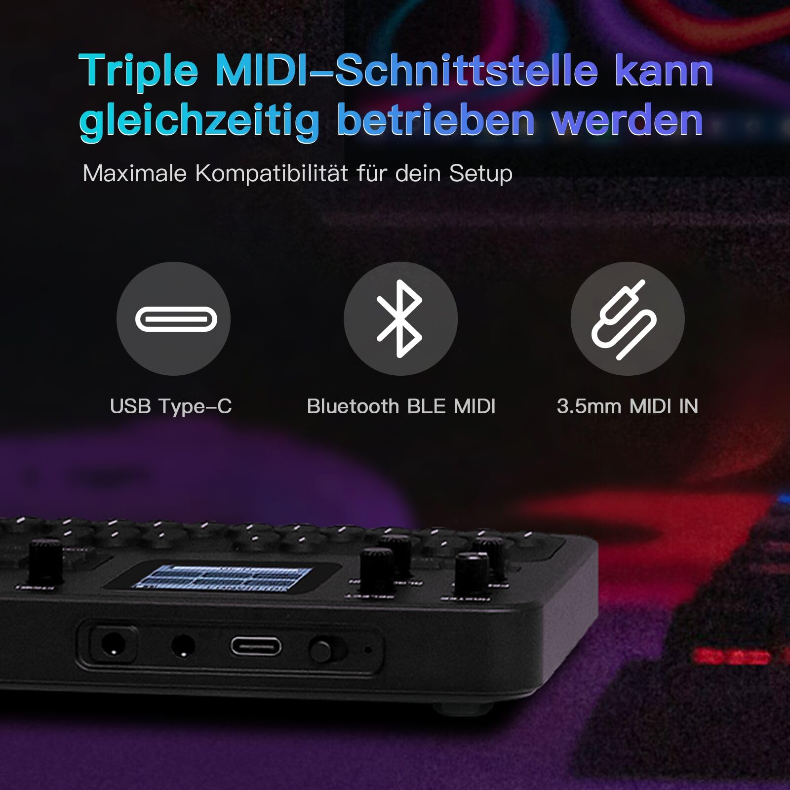 M-VAVE Synthétiseur FM portable avec 6 opérateurs, 32 algorithmes, 128 sons préréglés, clavier en silicone à 27 touches, 3 canaux MIDI, haut-parleur intégré, pour la création de musique