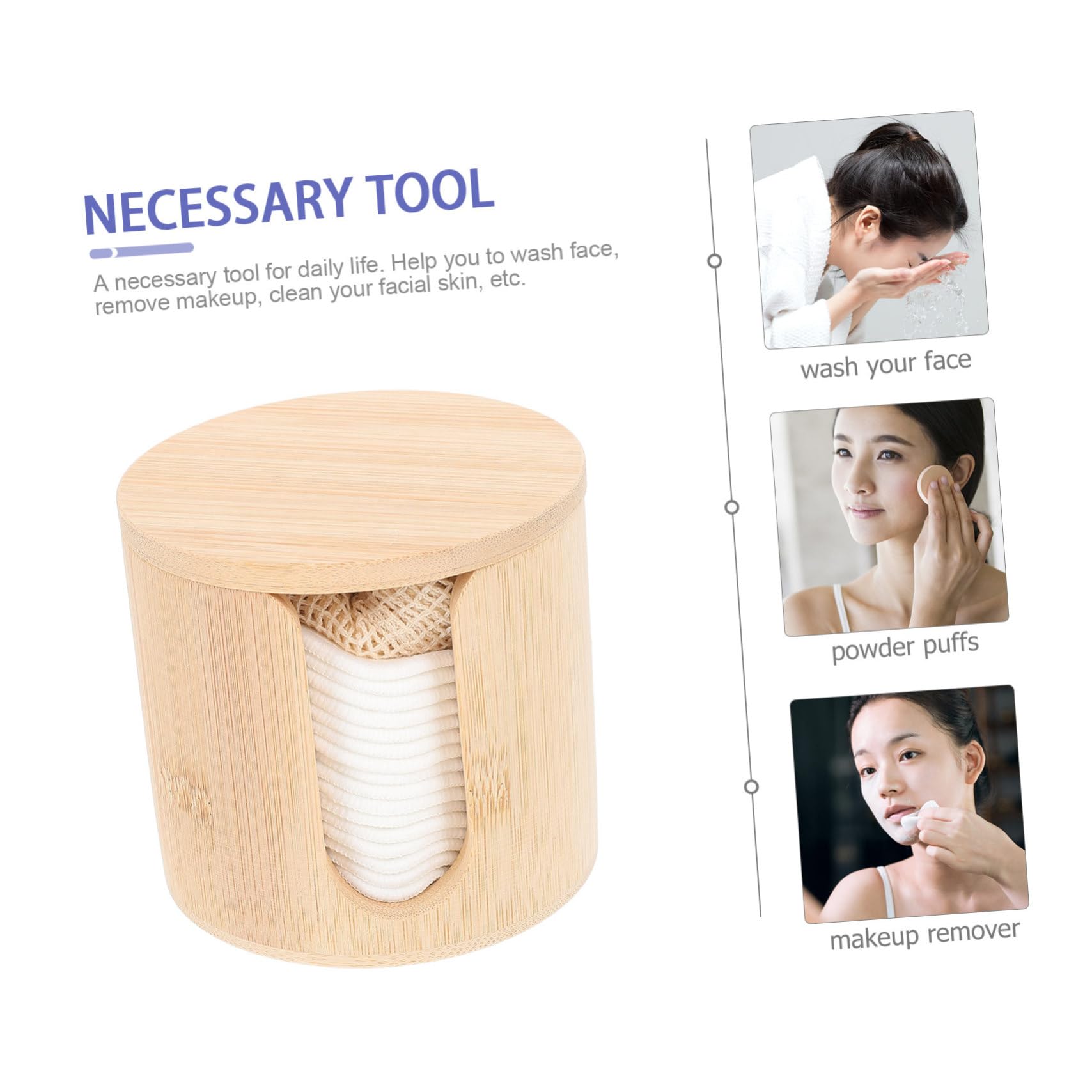 WOONEKY Discos Desmaquillantes Reutilizables de Algodón Forma Redondeada para Limpieza Facial Cómoda en Casa o Salón, Material Sintético