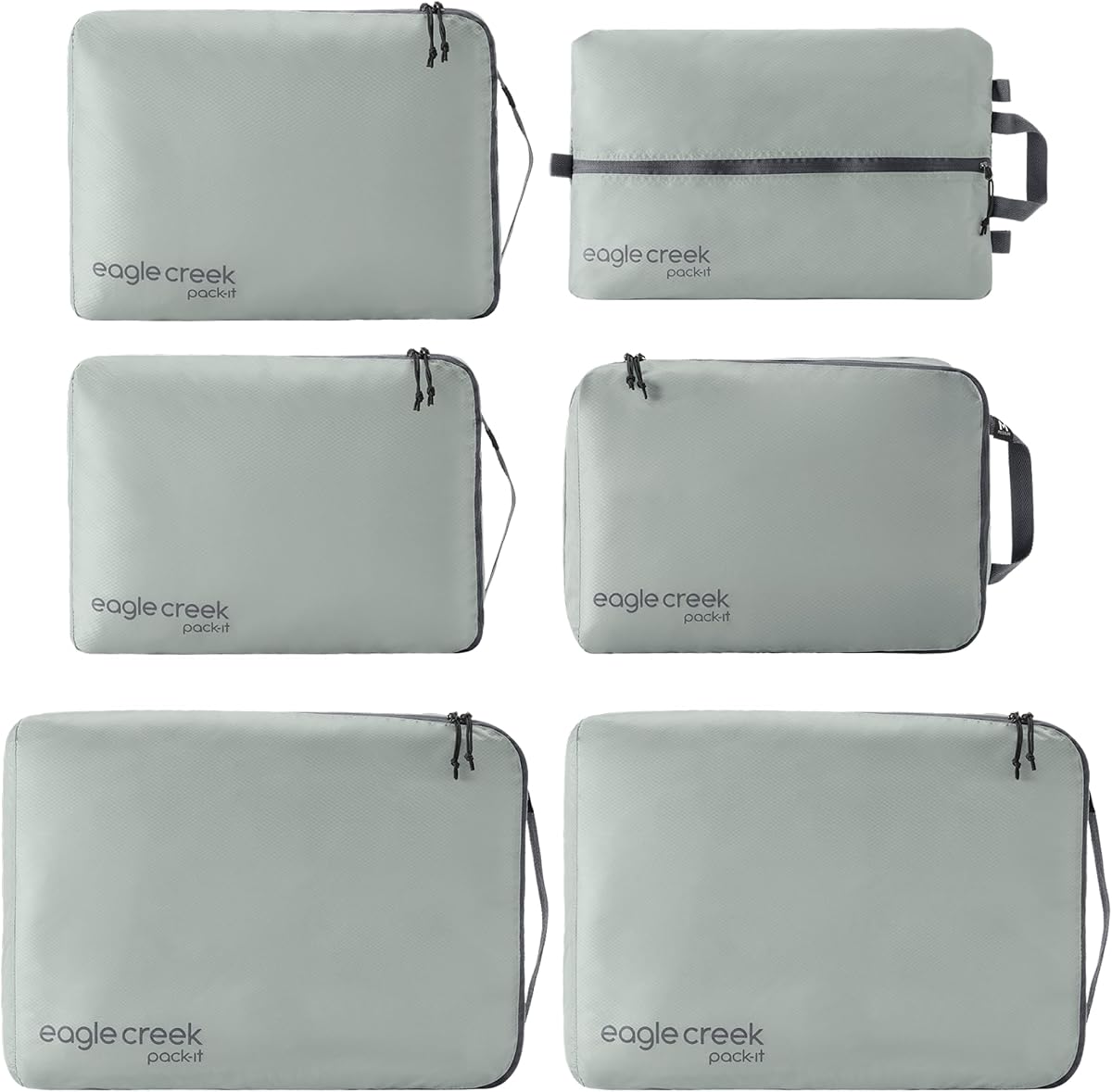 Eagle Creek Pack-It Aislado de Estancia Extendida, Gris Tormenta | Incluye Saco de Zapatos, Cubo Medio Limpio/Sucio, 2 Cubos Medios Aislados y 2 Cubos Grandes, Esenciales de Viaje