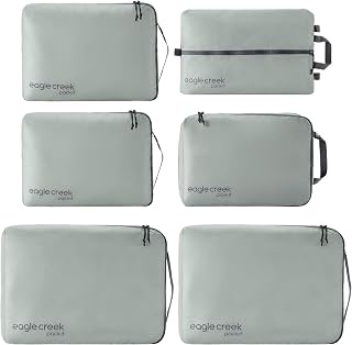 Eagle Creek Pack-It Isolate Extended Stay Set - Includes Shoe Sack, M Clean/Dirty Cube, 2x M Isolate Cube & 2x L - Travel Essentials - Storm Grey