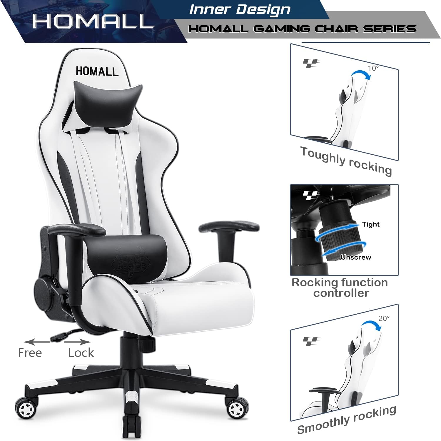 Homall Office Chair, High-Back Swivel Mesh/PVC Seat Computer Swivel Executive Gaming Chair (Black)
