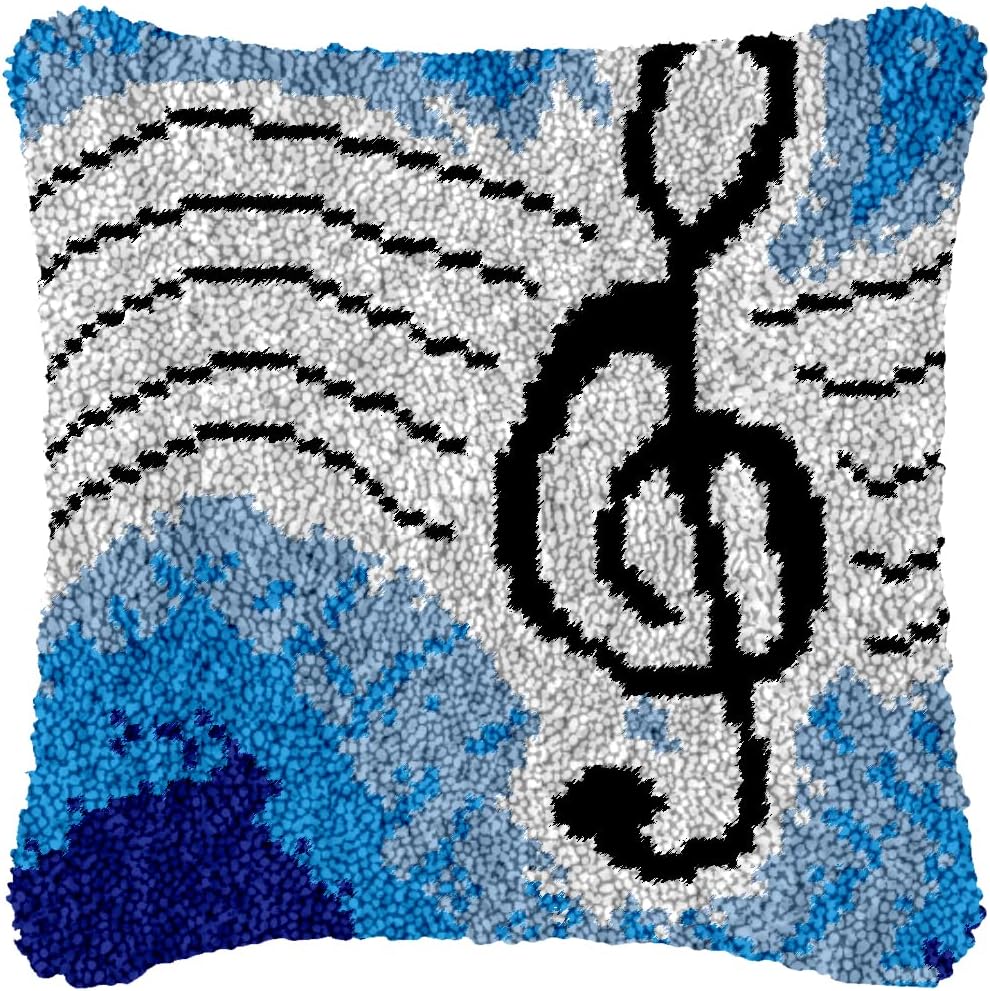 Yglnden Latch Hook Kit Pillow DIY Throw Cover Crochet Needlework Printed Canvas Decor for Adults (Flower 3:43x43cm/17 X17)