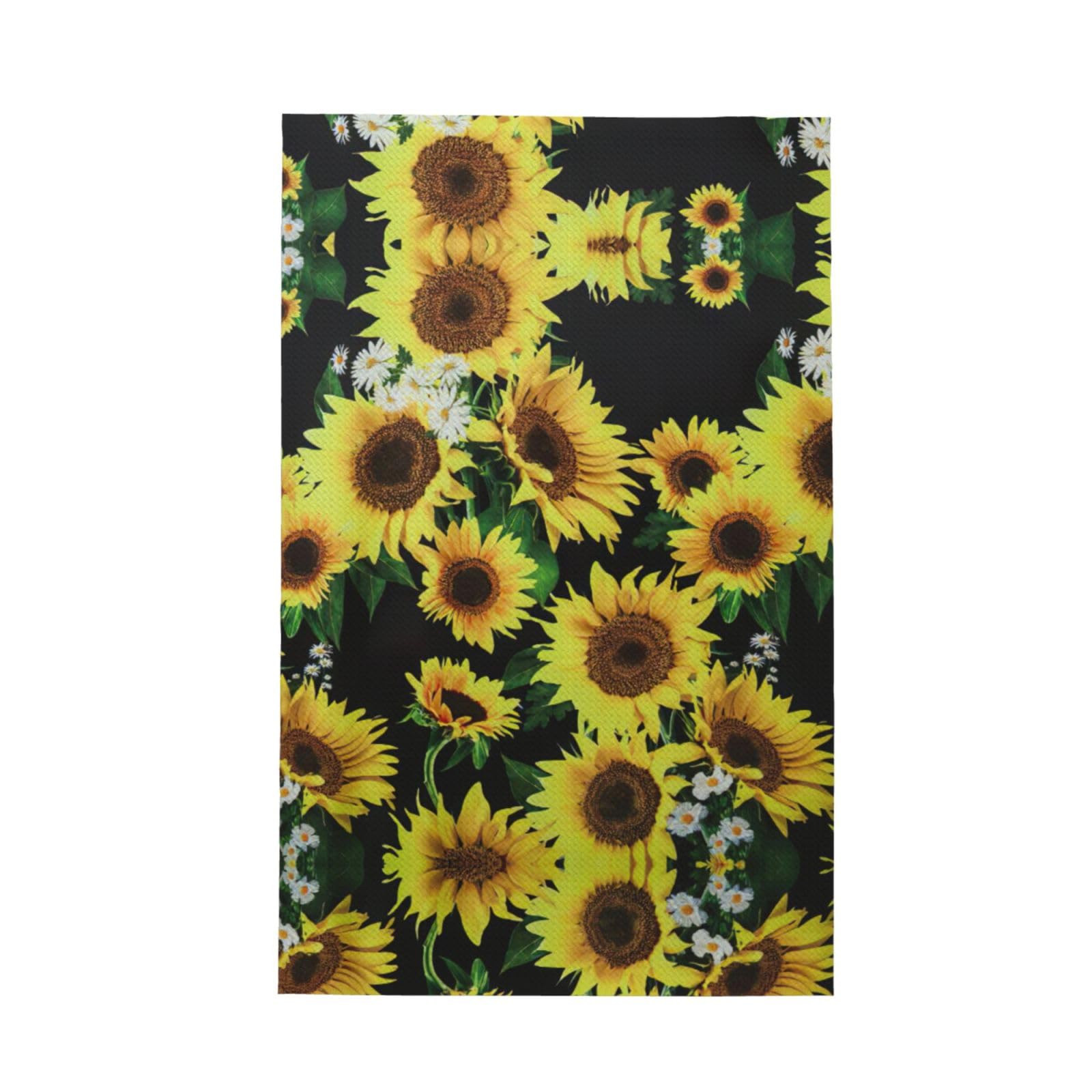 Xxahnbm Black Sunflower 1 Print Waffle Kitchen Towel,Absorbent Hand Towel