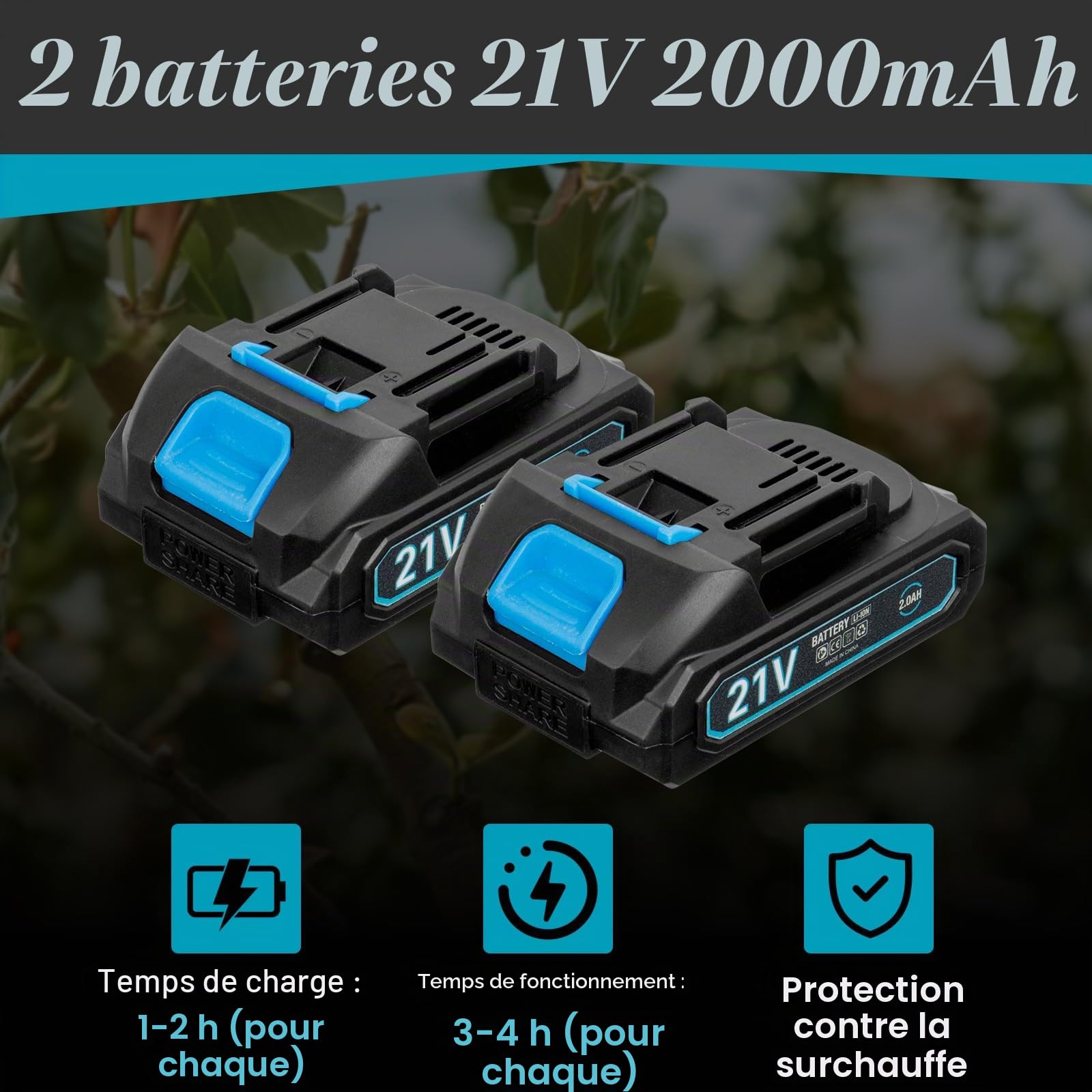 Sécateur Électrique de Jardin pour Makita 18V Batterie, Sécateur Sans Fil 600W Professionnel avec 2 Batteries 2000mAh, Moteur Sans Balais Portatif avec Diamètre Coupe de 20-35mm et Compteur Coupe LED