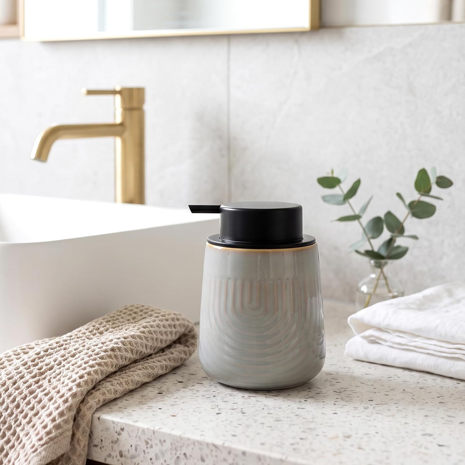 Bosilunlife Ceramic Foaming Soap Dispenser, Whirlpool Pump for Bathroom