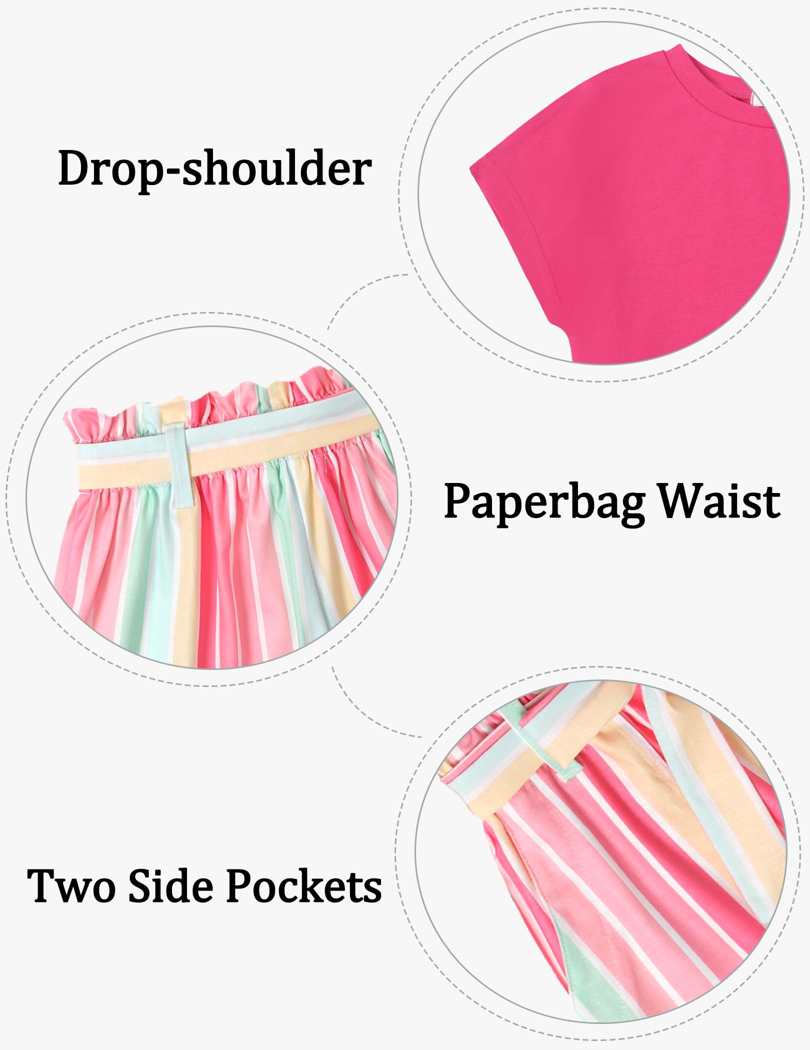 Arshiner Niñas Ropa Conjuntos Niños Verano Camiseta y Pantalones Cortos Conjuntos Moda Ocio dos Piezas para Niñas 6-14 años